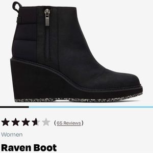 NWT TOMS Raven wedge boot, black, size 8.5